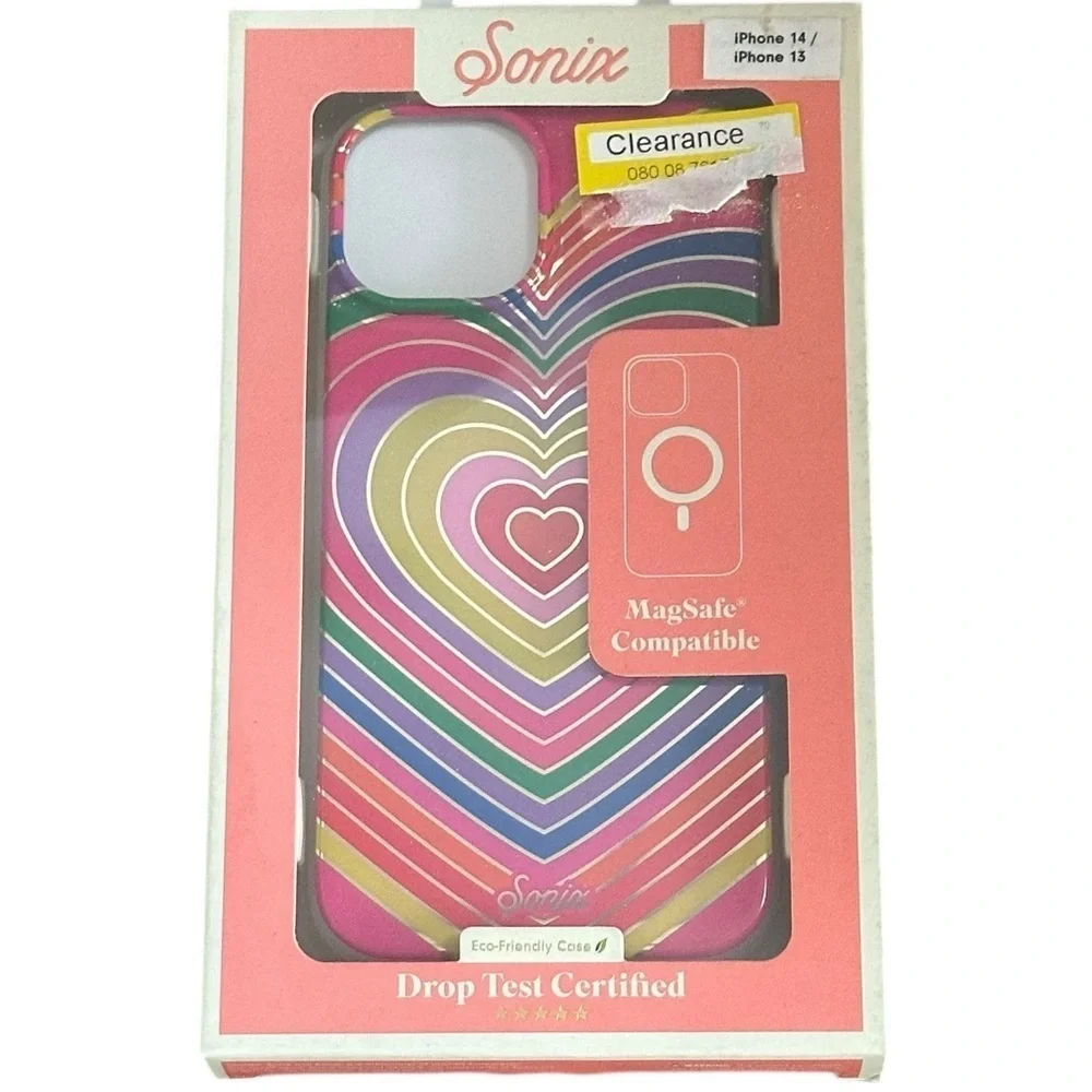 Sonix Rainbow Hearts iPhone MagSafe Antimicrobial Hardshell Case various sizes